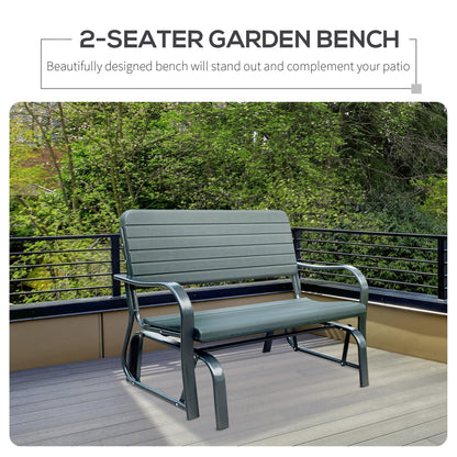 Outsunny Garden Double Glider Bench HDPE Metal 2 Seater Swing Chair Porch Outdoor Patio Rocker