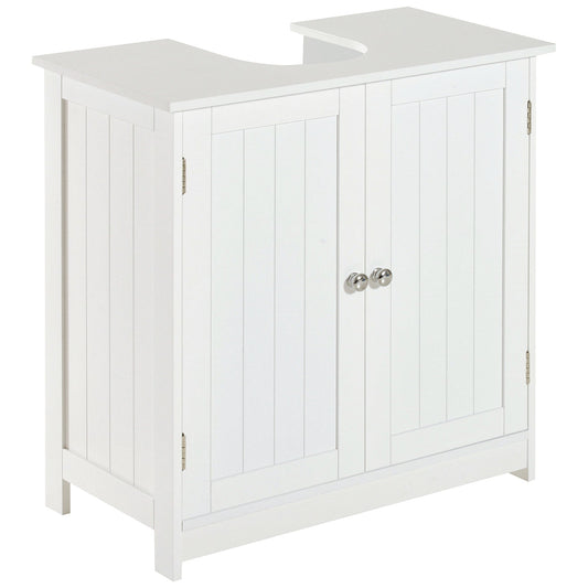 Under Sink Bathroom Storage Organiser Cabinet 2 Layers Vanity Unit Wooden - White