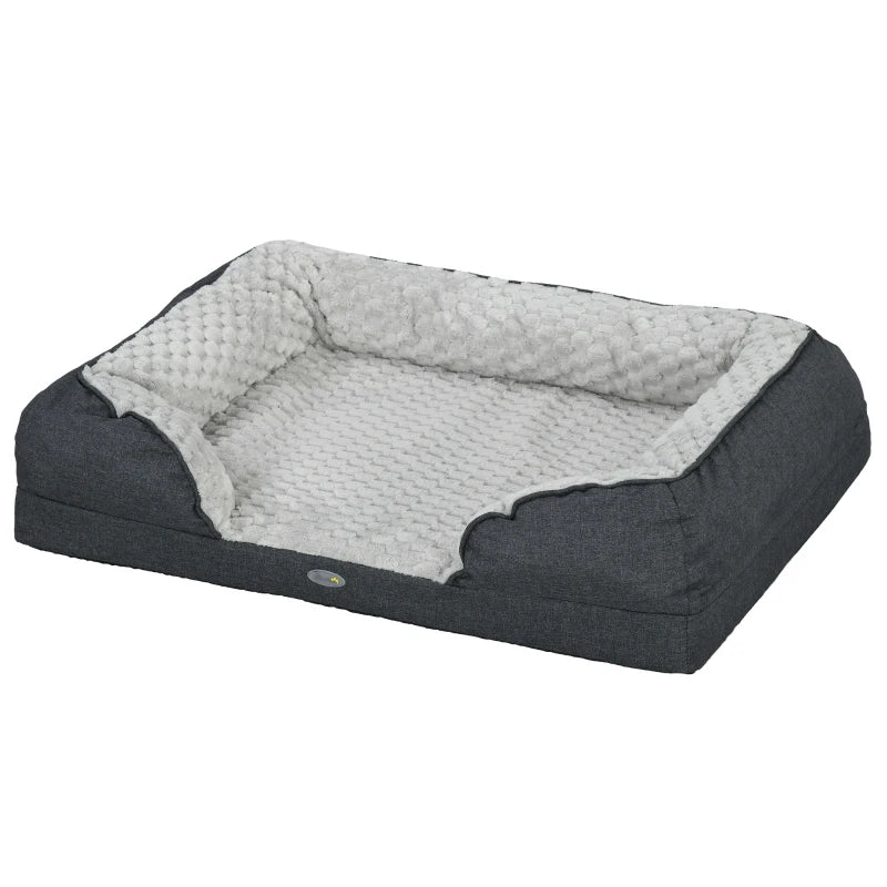 PawHut Calming Dog Bed Pet Mattress w/ Removable Cover, Anti-Slip Bottom, for Medium Dogs, 90L x 69W x 21Hcm - Charcoal Grey