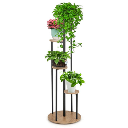 Heavy-Duty Tall Corner Indoor Metal Plant Stand for Potted Plant-Natural