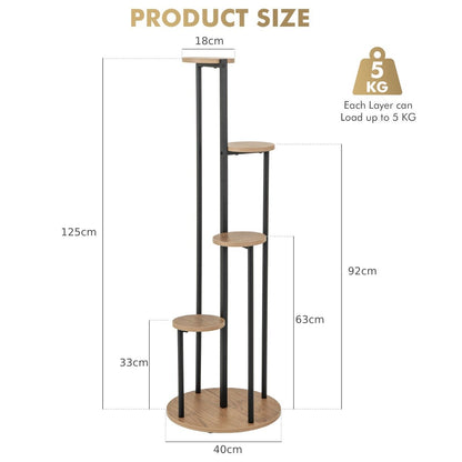 Heavy-Duty Tall Corner Indoor Metal Plant Stand for Potted Plant-Natural