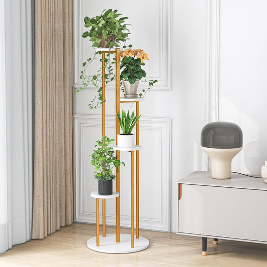 Heavy-Duty Tall Corner Indoor Metal Plant Stand for Potted Plant-White