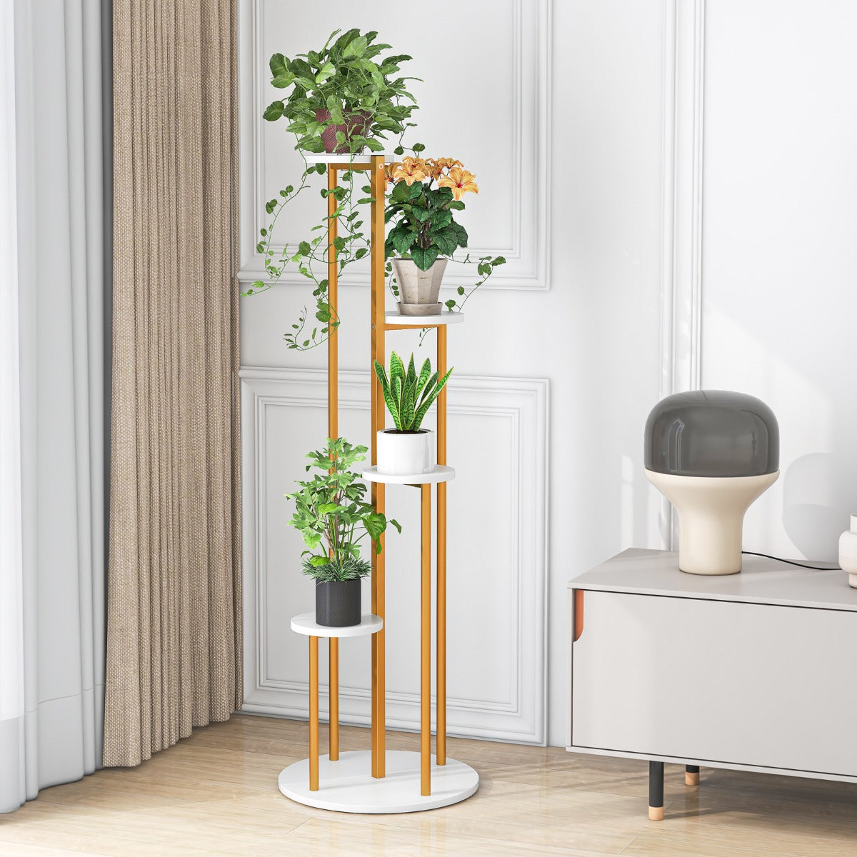tall plant stand indoor uk Heavy-Duty Tall Corner Indoor Metal Plant Stand for Potted Plant-White – Furniture Wave