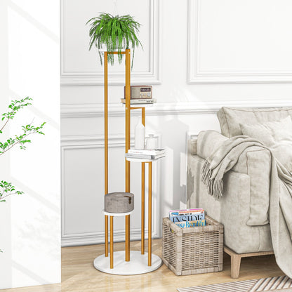 Heavy-Duty Tall Corner Indoor Metal Plant Stand for Potted Plant-White