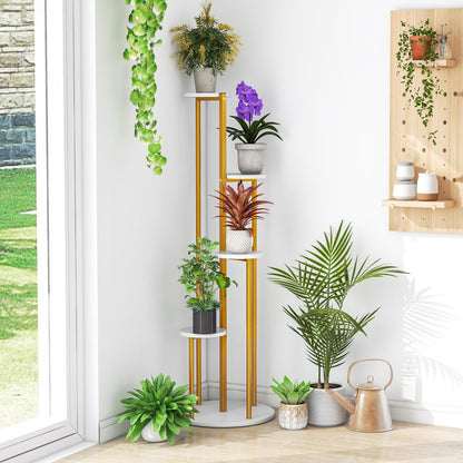 Heavy-Duty Tall Corner Indoor Metal Plant Stand for Potted Plant-White