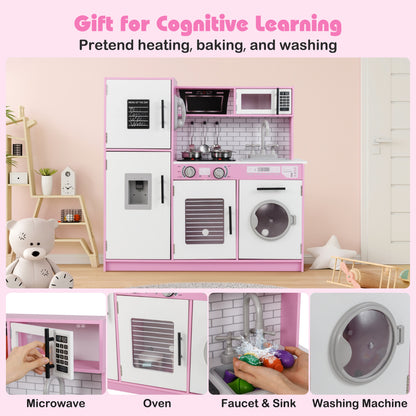 Play Kitchen Toy Set with Oven and Washing Machine for Aged 3+ Years Old-Pink