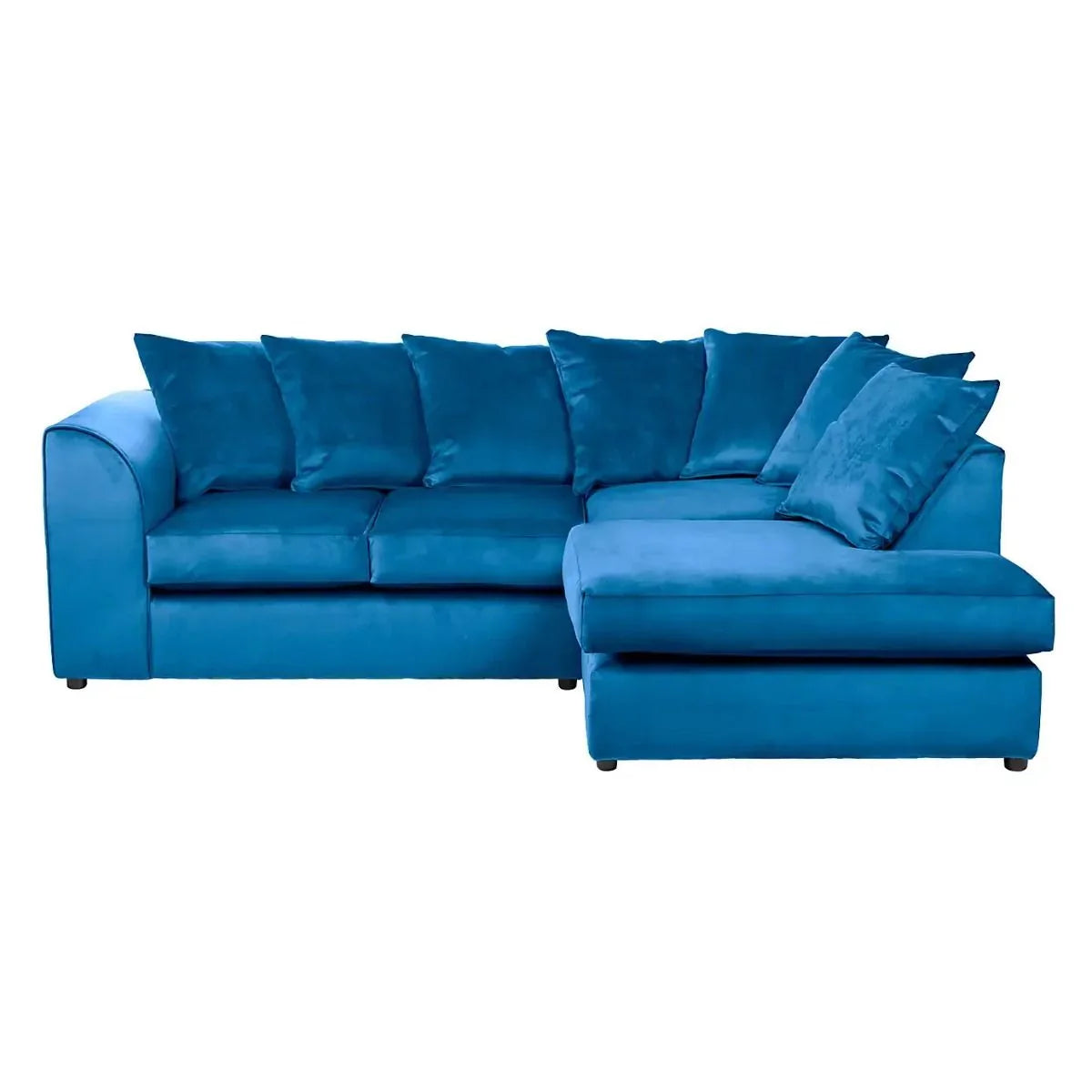 Blake Royal Blue Plush Velvet Corner Sofa - Left and Right Arm