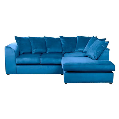 Blake Royal Blue Plush Velvet Corner Sofa - Right and Left Arm