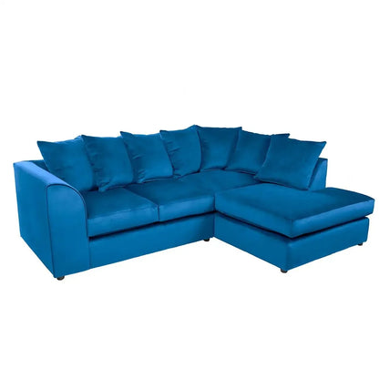 Blake Royal Blue Plush Velvet Corner Sofa - Left and Right Arm