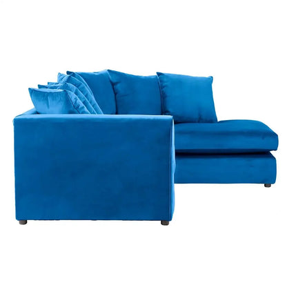 Blake Royal Blue Plush Velvet Corner Sofa - Left and Right Arm