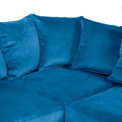 Blake Royal Blue Plush Velvet Corner Sofa - Left and Right Arm