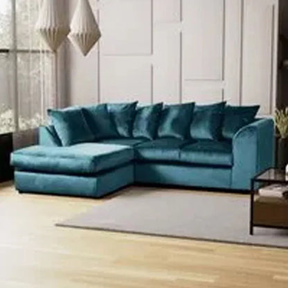 Blake Teal Plush Velvet Corner Sofa - Left and Right Arm