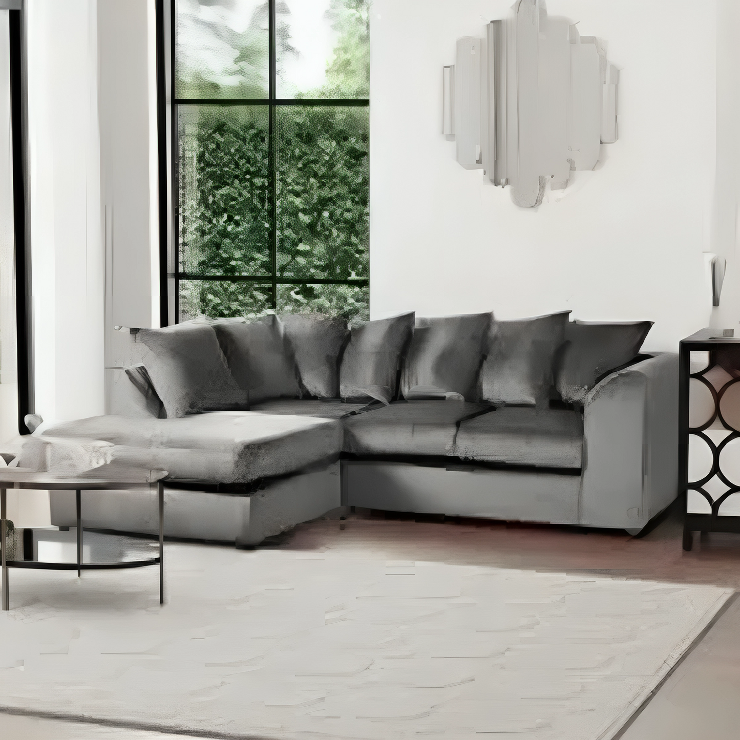 Blake Grey Plush Velvet Corner Sofa - Right and Left Arm