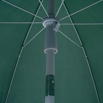 Outsunny 2.2m Beach Umbrella, Portable Parasol with Tilting Function, Outdoor Sunshade Shelter with 8 Ribs, Green