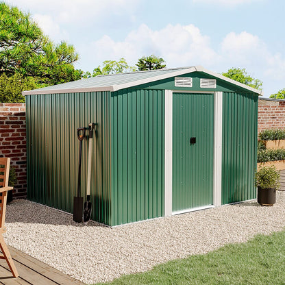 Waterproof 6x8/8x8/10x8ft Metal Shed With Gable Roof