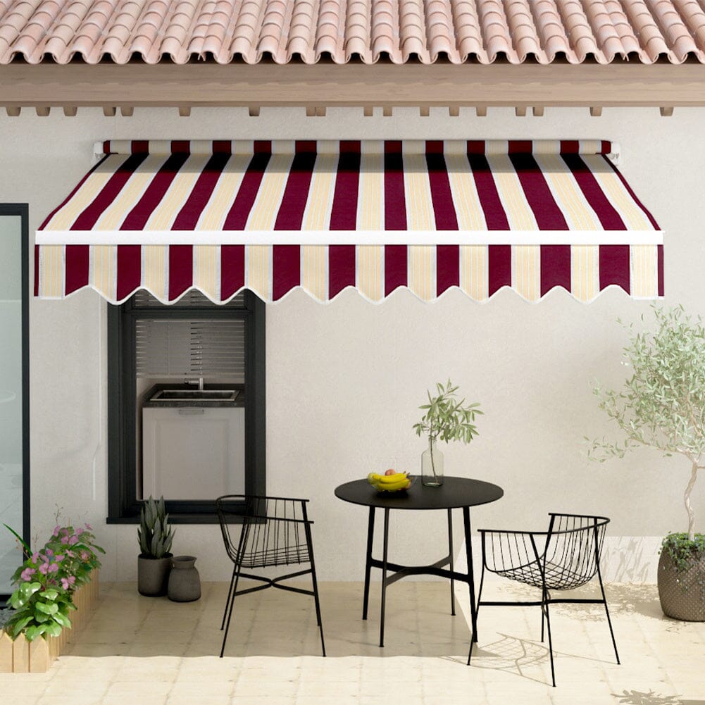 Retractable Patio Awning - Manual Shelter - Red & White