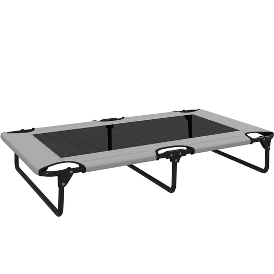 PawHut Portable Raised Dog Bed, Elevated Pet Cot with Breathable Mesh for Indoor Outdoor, for Large Dogs, Light Grey