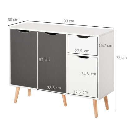 HOMCOM Sideboard Floor Standing Storage Cabinet with Drawer for Bedroom, Living Room, Home Office, Grey