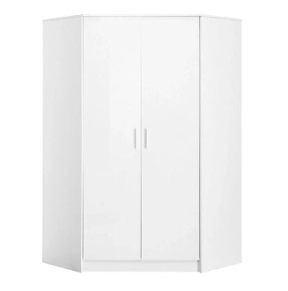 Reflect 2 Door High Gloss Corner Wardrobe - White