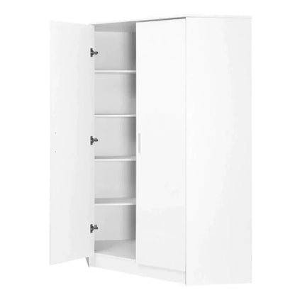 Reflect 2 Door High Gloss Corner Wardrobe - White