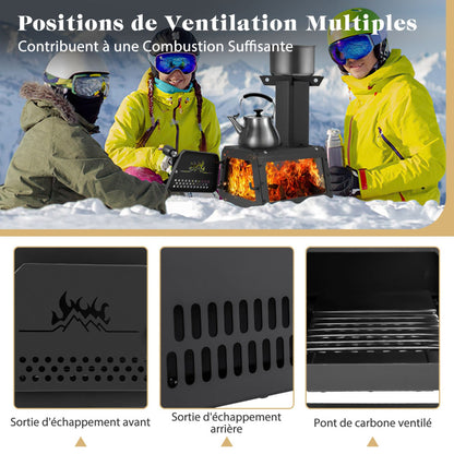 Portable Wood Camping Burning Stove Heater with 2 Cooking Positions
