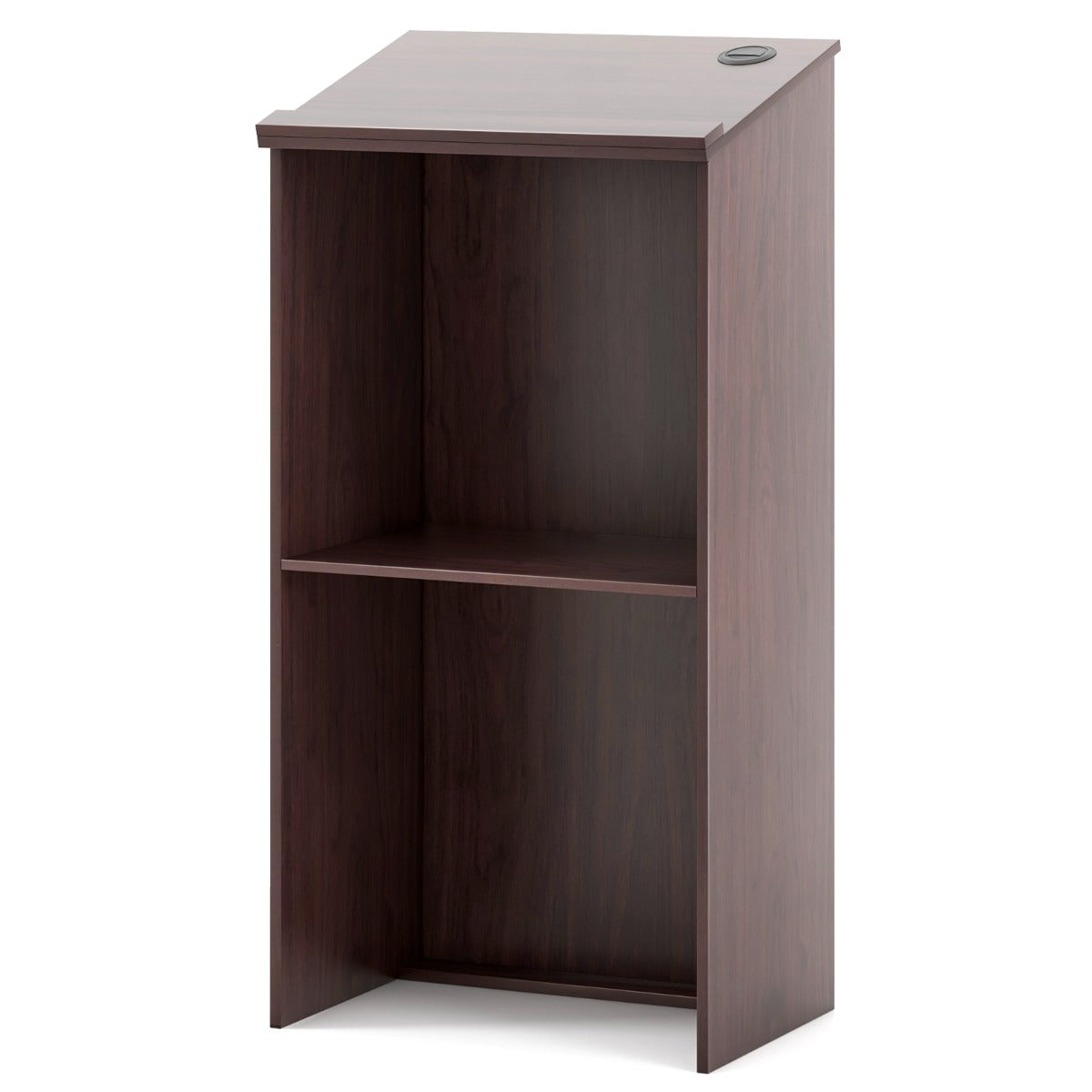 Podium Stand Hostess Stand for Speakers with Storage Shelf-Brown
