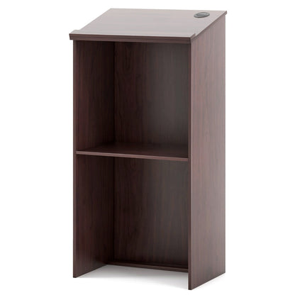 Podium Stand Hostess Stand for Speakers with Storage Shelf-Brown