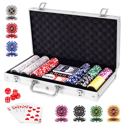 Poker Chips Set in Aluminium Case Texas Hold‚Äôem Poker Set-Silver