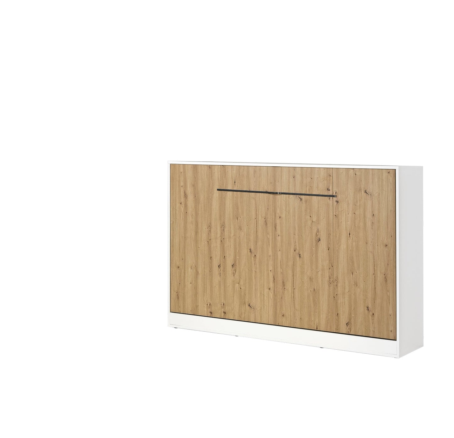 SPACEO Horizontal Wall Bed 120x200 White / Oak Artisan / Black Handles