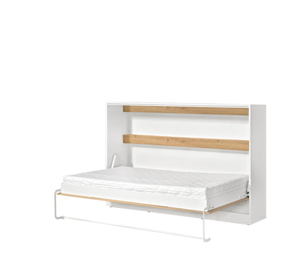 SPACEO Horizontal Wall Bed 120x200 White / Oak Artisan / White Handles