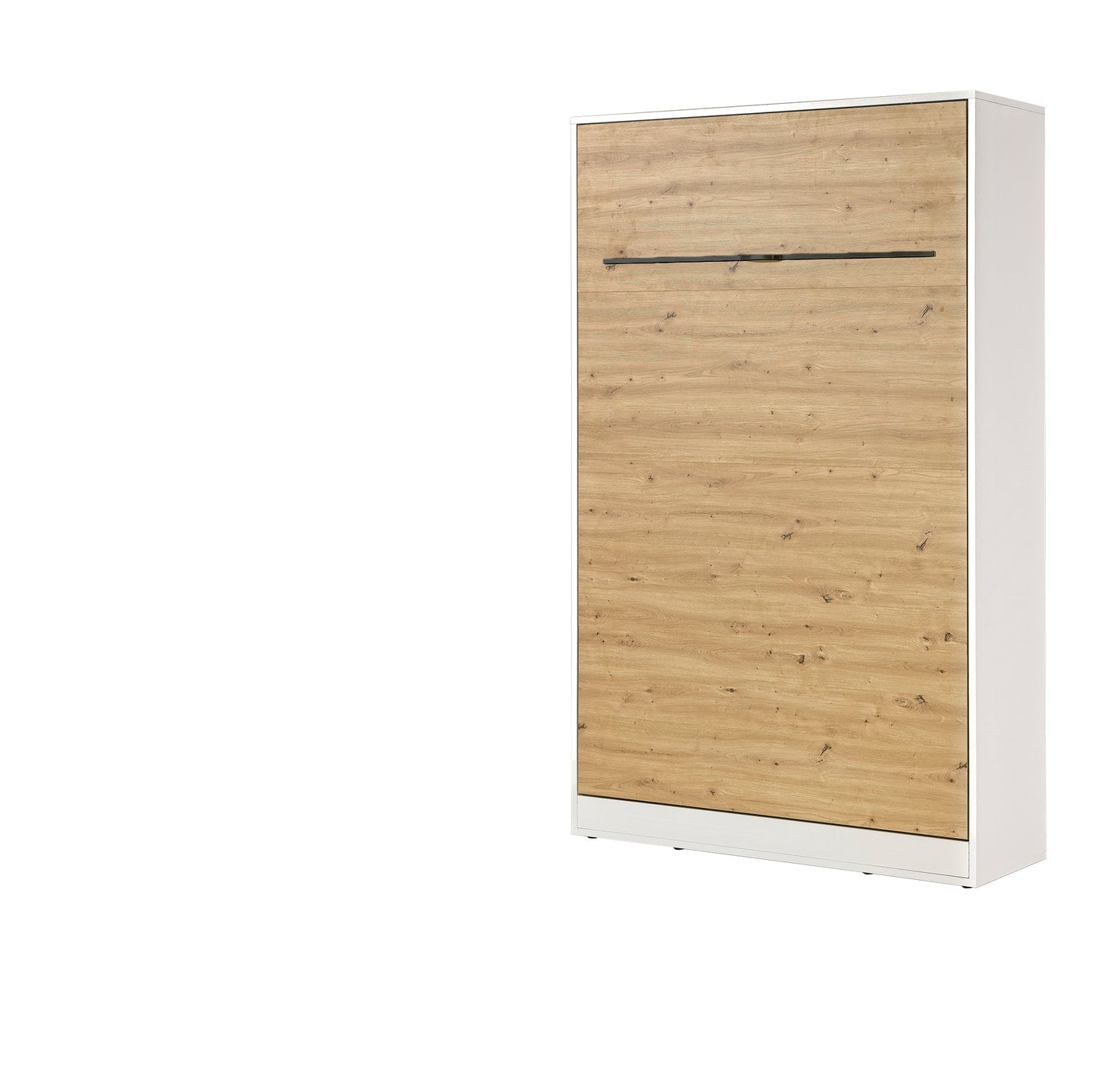 SPACEO Vertical Wall Bed 120x200 White / Oak Artisan / Black Handles