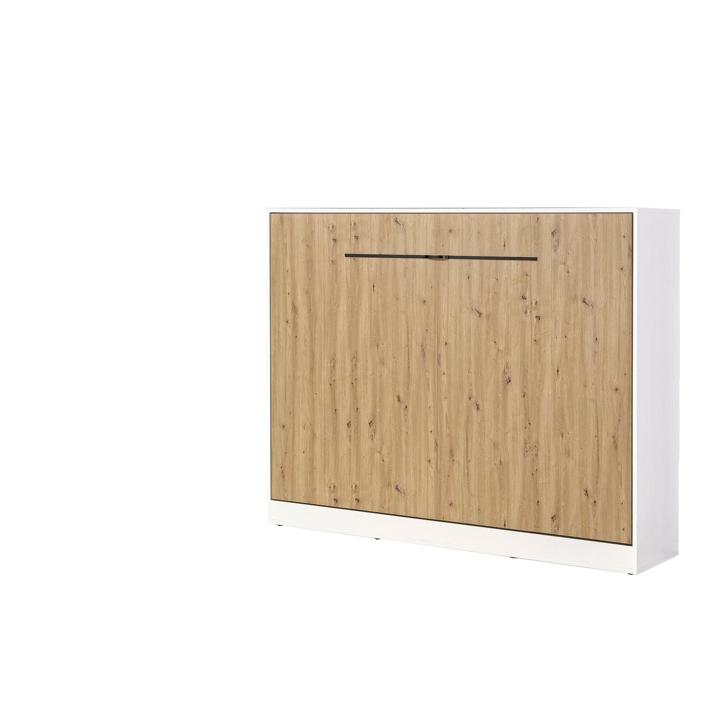 SPACEO Horizontal Wall Bed 140x200 White / Oak Artisan / Black Handles