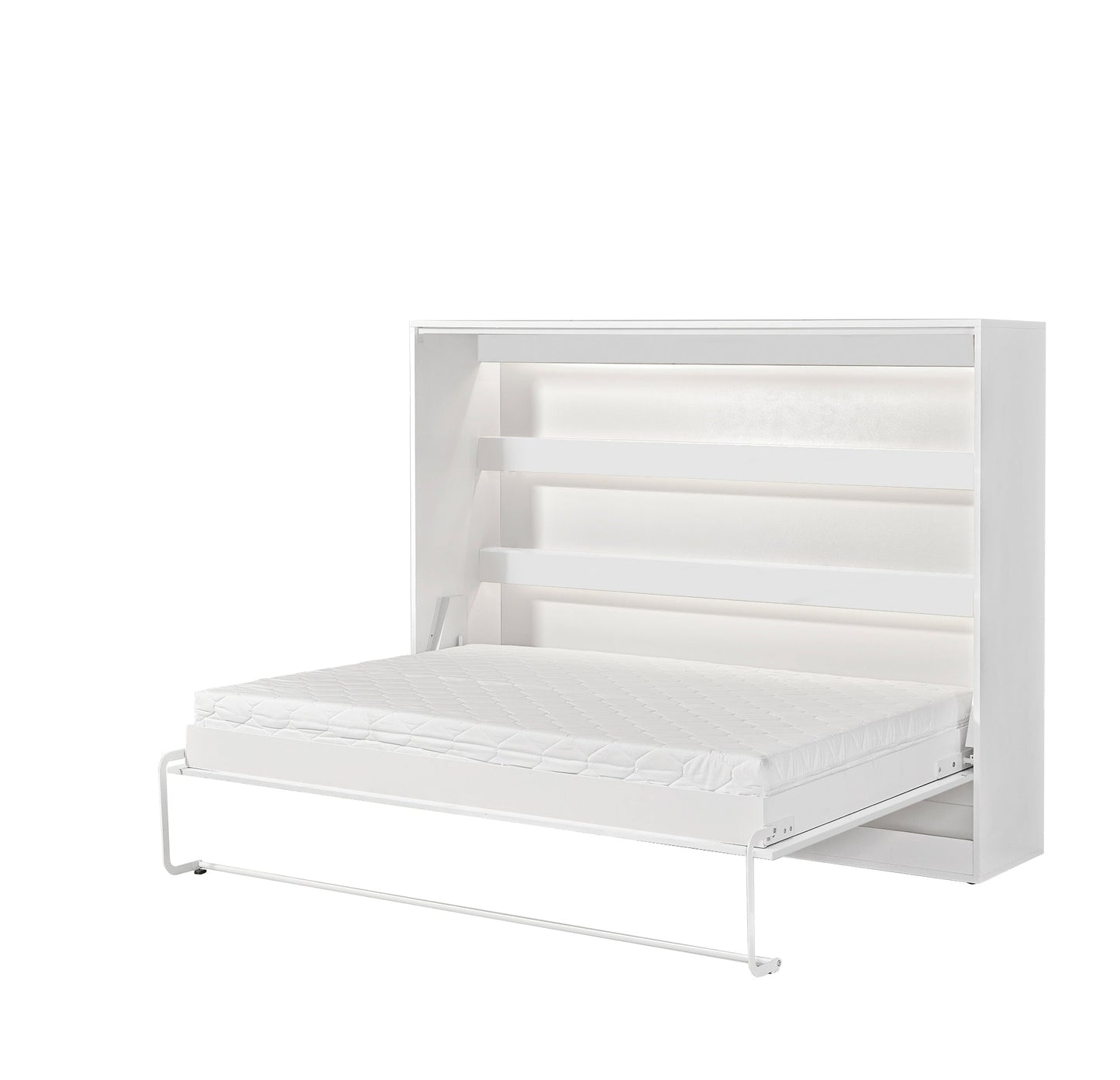 SPACEO Horizontal Wall Bed 140x200 White / White Handles