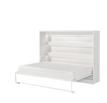 SPACEO Horizontal Wall Bed 140x200 White / Black Handles