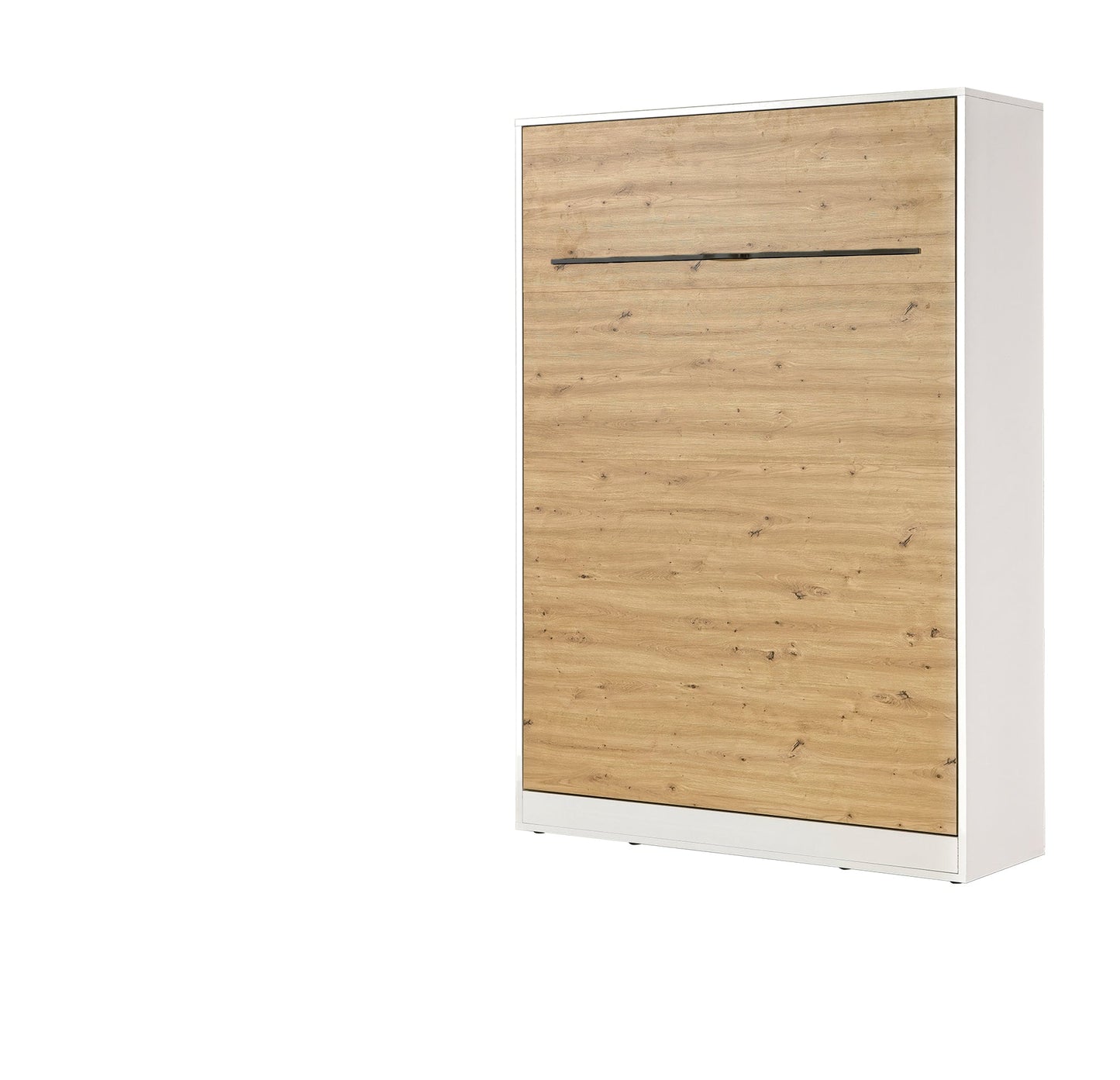 SPACEO Vertical Wall Bed 140x200 White / Oak Artisan / Black Handles