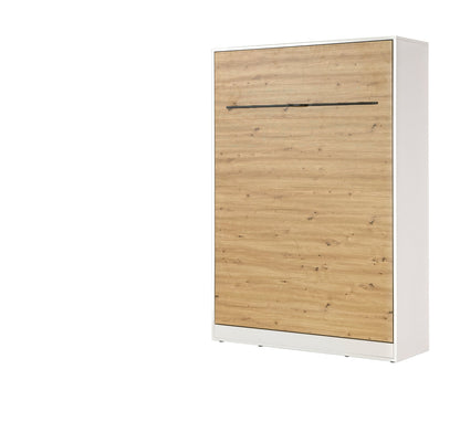 SPACEO Vertical Wall Bed 140x200 White / Oak Artisan / Black Handles
