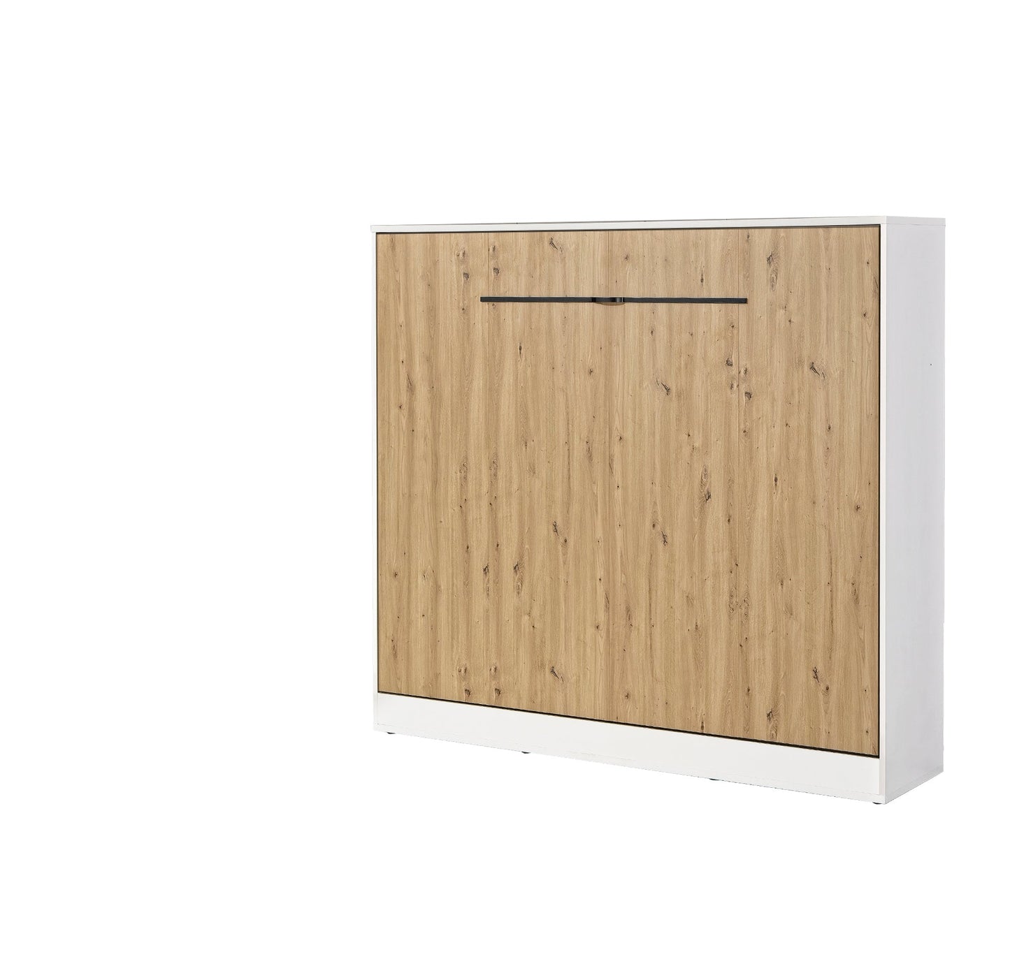 SPACEO Horizontal Wall Bed 160x200 White / Oak Artisan / Black Handles