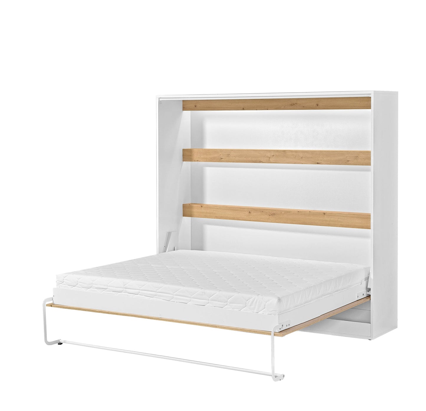 SPACEO Horizontal Wall Bed 160x200 White / Oak Artisan / White Handles