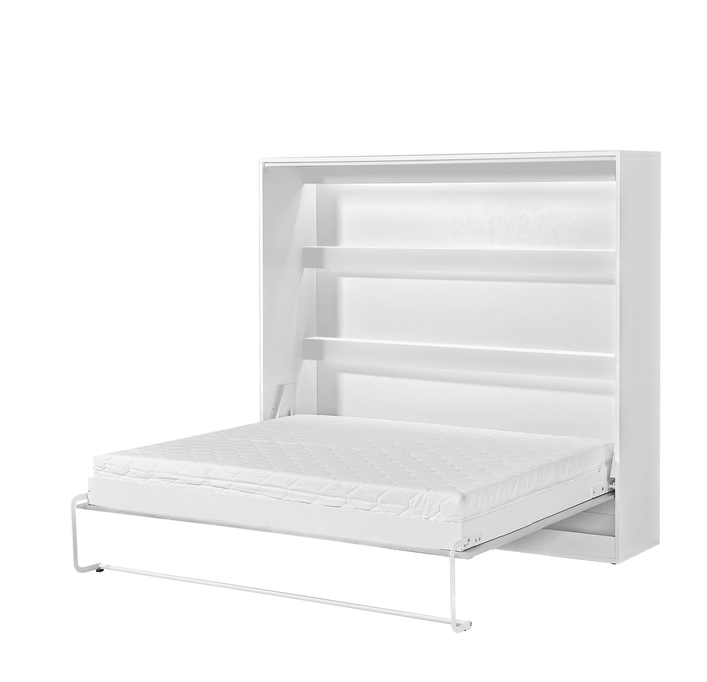 SPACEO Horizontal Wall Bed 160x200 White / Black Handles