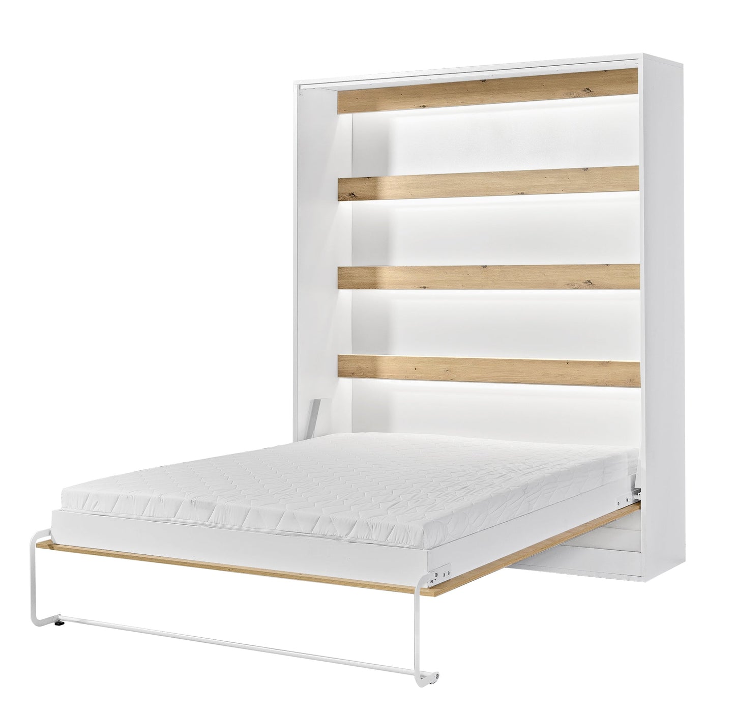 SPACEO Vertical Wall Bed 160x200 White / Oak Artisan / White Handles