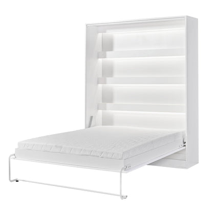 SPACEO Vertical Wall Bed 160x200 White / Black Handles
