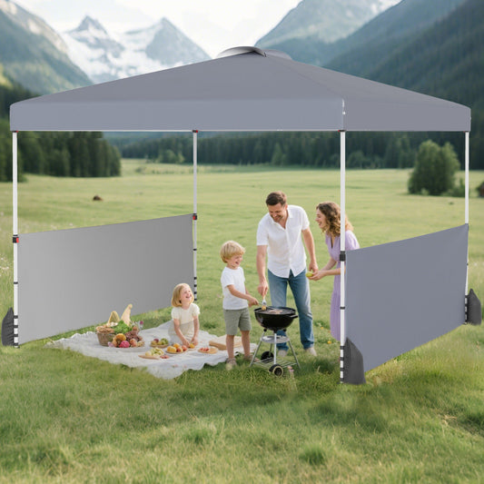 300 X 300 CM Pop up Canopy Tent with 2 Half Sidewalls-Grey