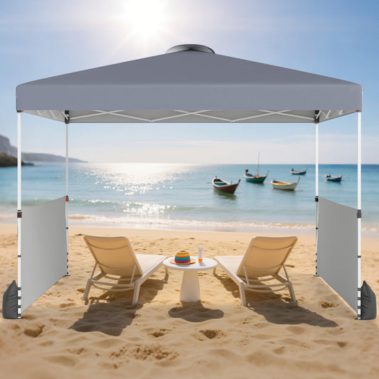 300 X 300 CM Pop up Canopy Tent with 2 Half Sidewalls-Grey
