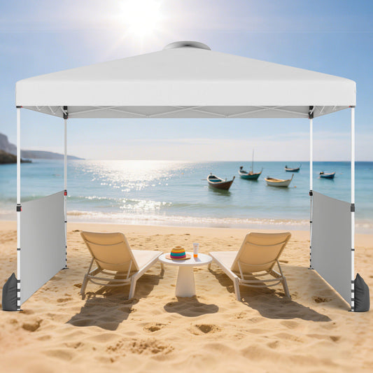 300 X 300 CM Pop up Canopy Tent with 2 Half Sidewalls-White