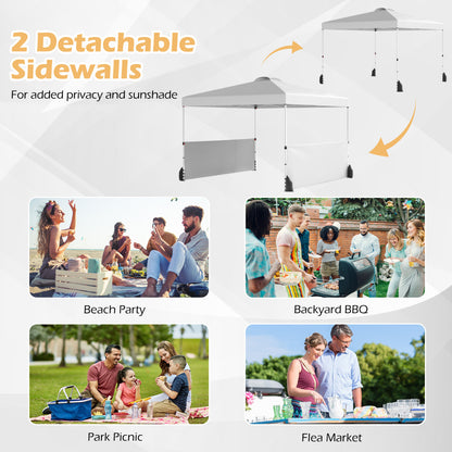 300 X 300 CM Pop up Canopy Tent with 2 Half Sidewalls-White