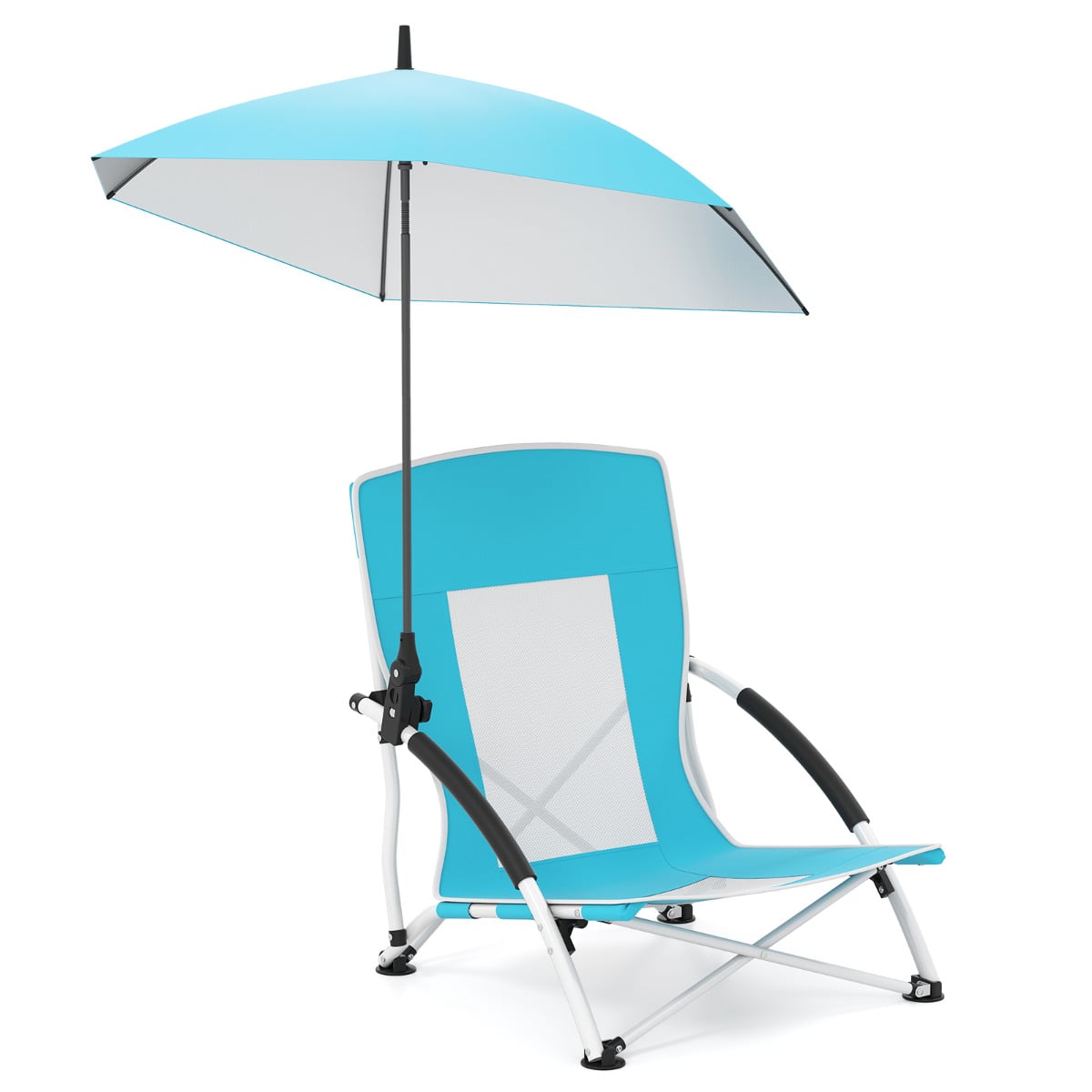 Portable Beach Umbrella Chair with Adjustable Parasol-Blue