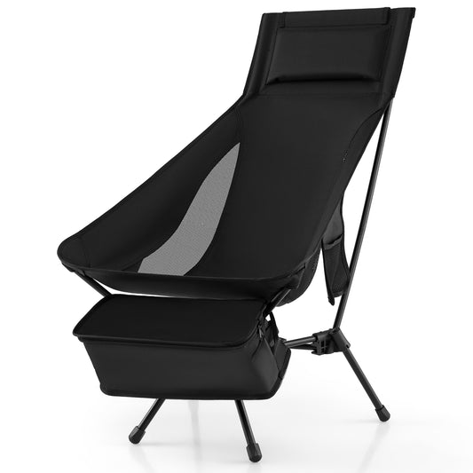 Portable Camping Chair High Back Ultra-Lightweight Foldable Backpacking Chair-Black