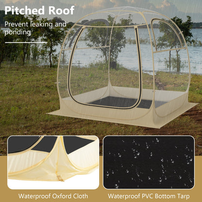 Portable and Foldable Sports Tent with Carrying Bag-Beige-L