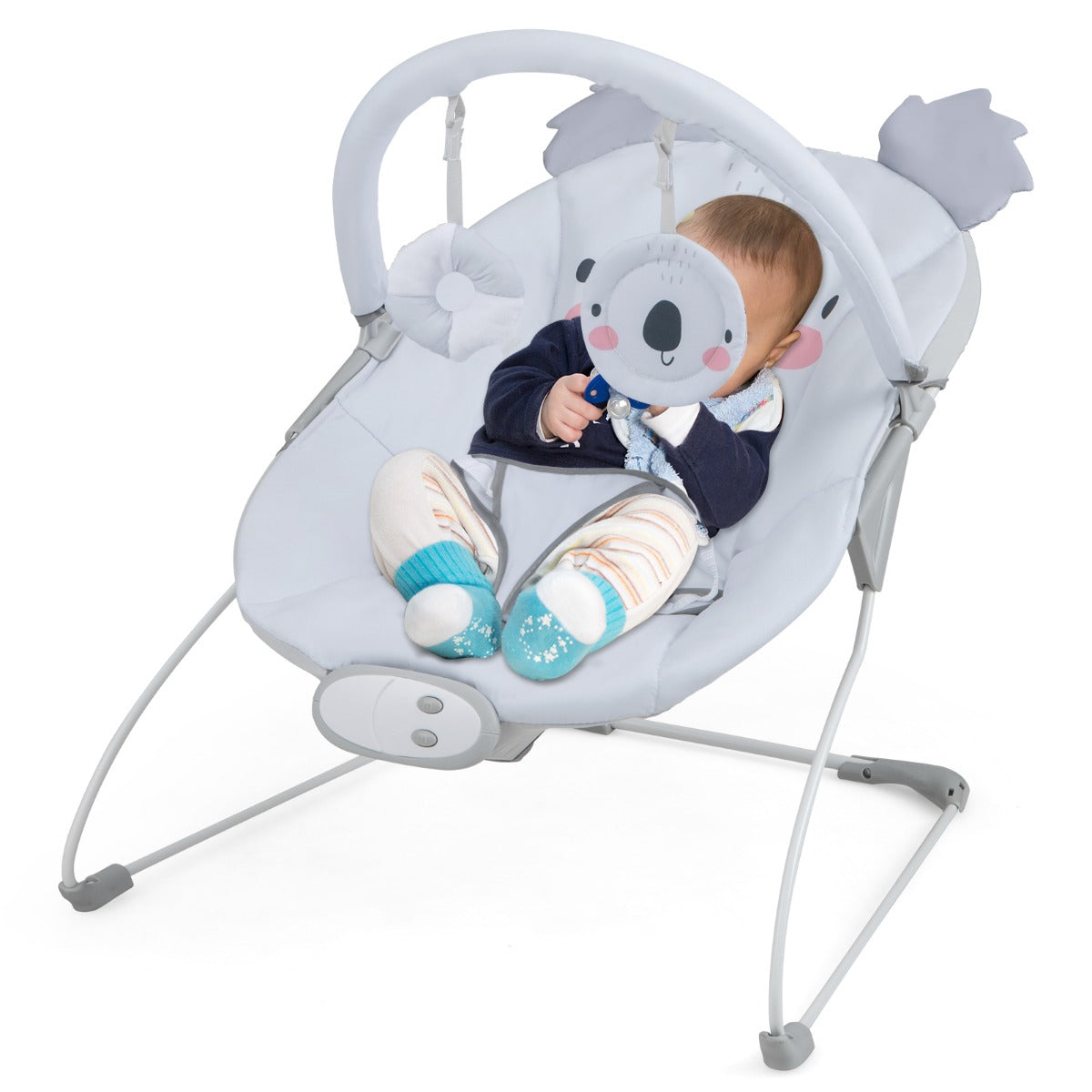 Portable Baby Bouncer with Detachable Toy Bar for Babies 0-6 Months Old up to 9 kg-Grey