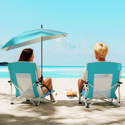Portable Beach Umbrella Chair with Adjustable Parasol-Blue